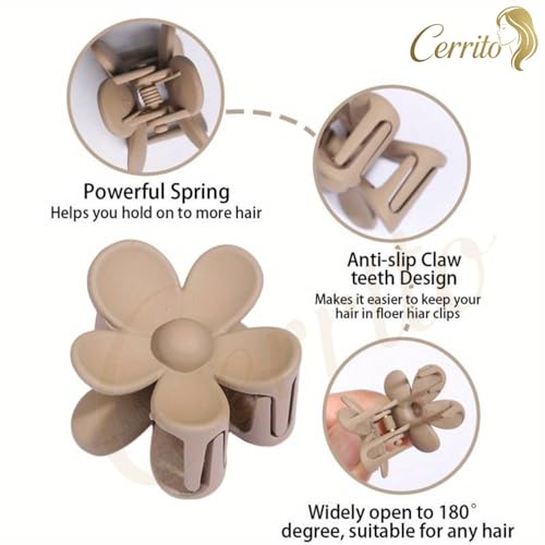 Cerrito Hair Claw Clips for Women Girls – 3 Large and 3 Small Strong Hold Clamps for Thick & Thin Hair, Matte Nonslip Jaw Clips, Neutral Clutures, Everyday Styling, Ponytail Holder, Multicolor - Image 5