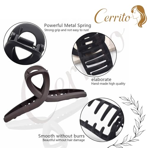 Cerrito Hair Claw Clips for Women Girls – 3 Large and 3 Small Strong Hold Clamps for Thick & Thin Hair, Matte Nonslip Jaw Clips, Neutral Clutures, Everyday Styling, Ponytail Holder, Multicolor - Image 2