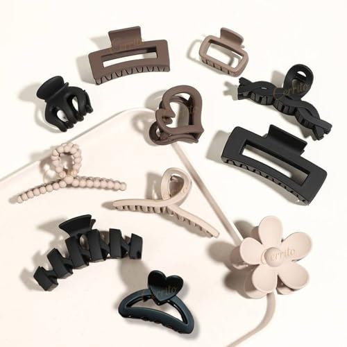 Cerrito Hair Claw Clips for Women Girls – 3 Large and 3 Small Strong Hold Clamps for Thick & Thin Hair, Matte Nonslip Jaw Clips, Neutral Clutures, Everyday Styling, Ponytail Holder, Multicolor - Image 1