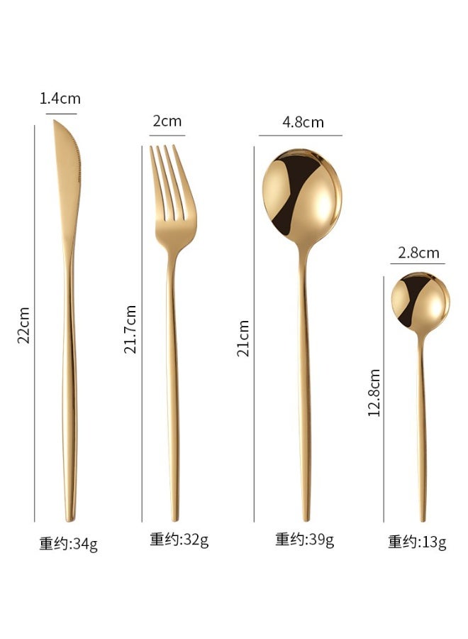 High quality 24-piece spoon set: 6 forks, 6 knives, 6 tablespoons, 6 teaspoons, 18/8 stainless steel - Image 4