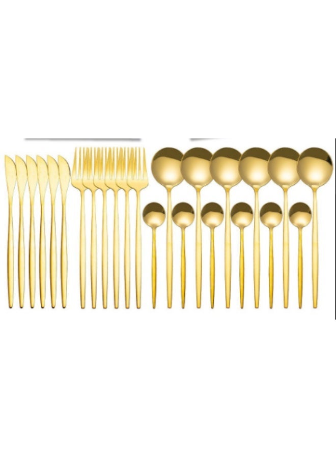 High quality 24-piece spoon set: 6 forks, 6 knives, 6 tablespoons, 6 teaspoons, 18/8 stainless steel - Image 2