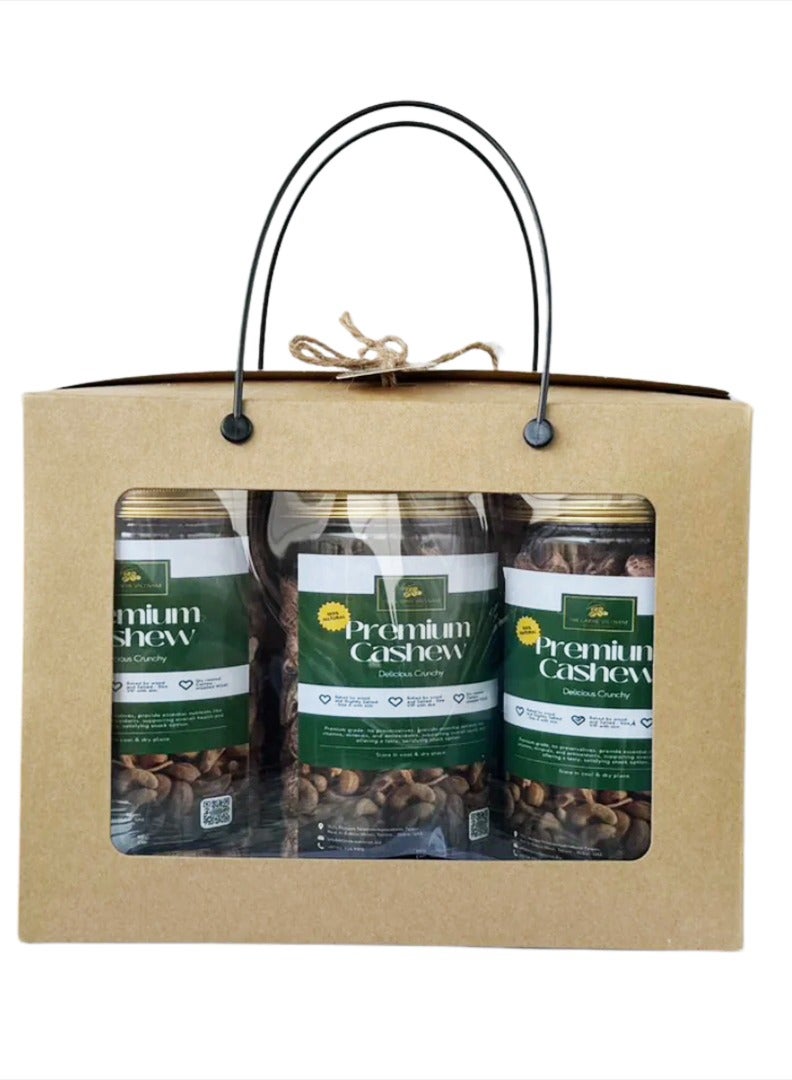 The Caphe Vietnam Pack of 3 - Premium Wood Fire Cashew Nuts, Salted Cashews with Skin, 500g Per Box - Image 1