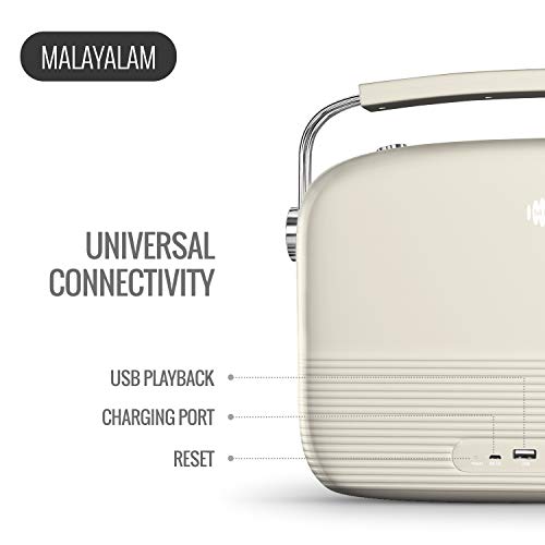 Carvaan Saregama Malayalam - Portable Music Player with 5000 Preloaded Songs, FM/BT/AUX (Porcelain White) - Image 3