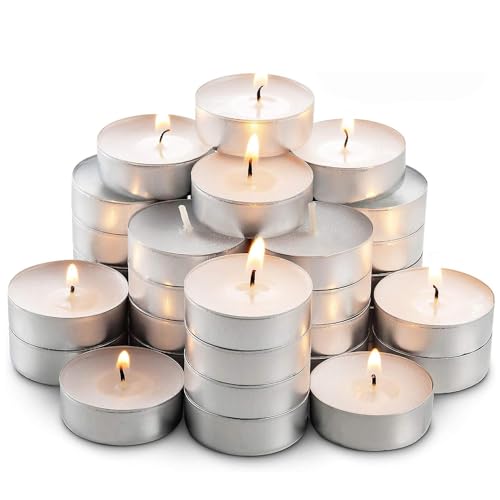 DRYPHON Tealight Candles for Home Decor, Unscented Wax Candles, Diwali Decoration Items - 2Hr Burn Time (Pack of 50) - Image 1
