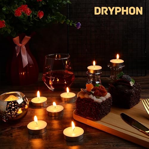 DRYPHON Tealight Candles for Home Decor, Unscented Wax Candles, Diwali Decoration Items - 2Hr Burn Time (Pack of 50) - Image 5