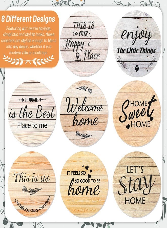 Billbotk House Warming Gifts for Home Decoration, Wood Farmhouse Coasters Set of 8, Drink Coasters for Housewarming Gifts, Coffee Table Decor, Home Decor - Image 3