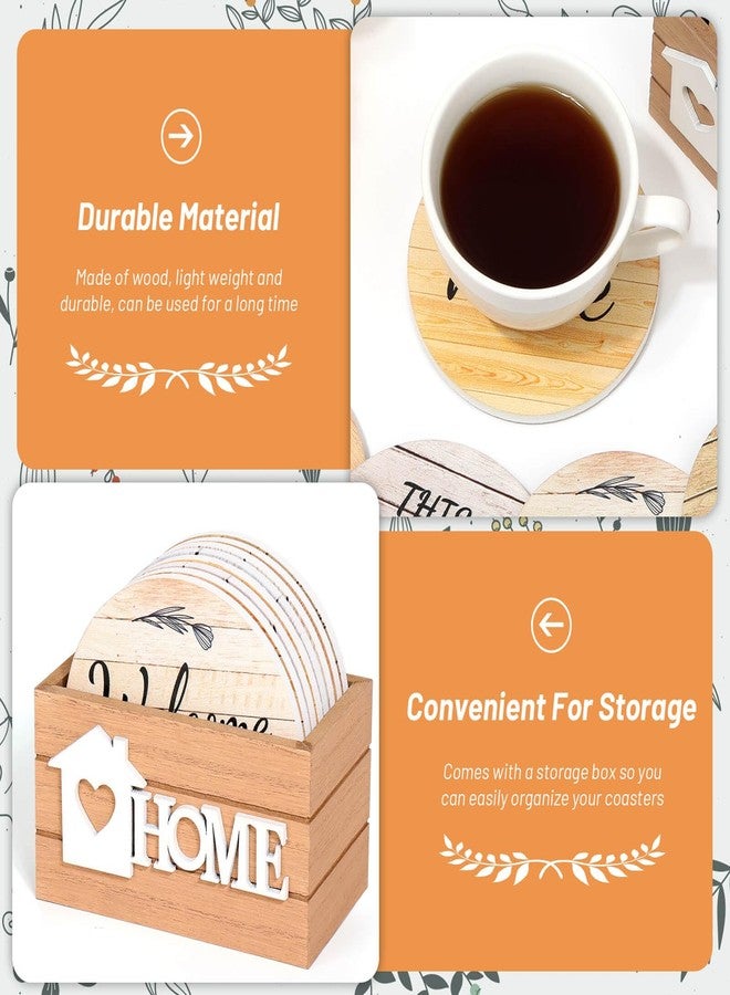 Billbotk House Warming Gifts for Home Decoration, Wood Farmhouse Coasters Set of 8, Drink Coasters for Housewarming Gifts, Coffee Table Decor, Home Decor - Image 4