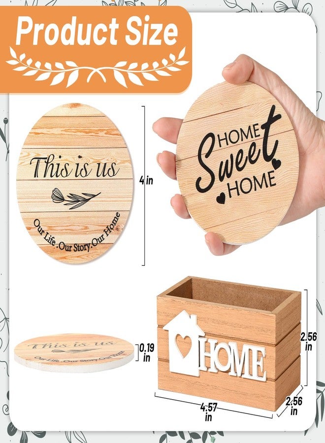 Billbotk House Warming Gifts for Home Decoration, Wood Farmhouse Coasters Set of 8, Drink Coasters for Housewarming Gifts, Coffee Table Decor, Home Decor - Image 2