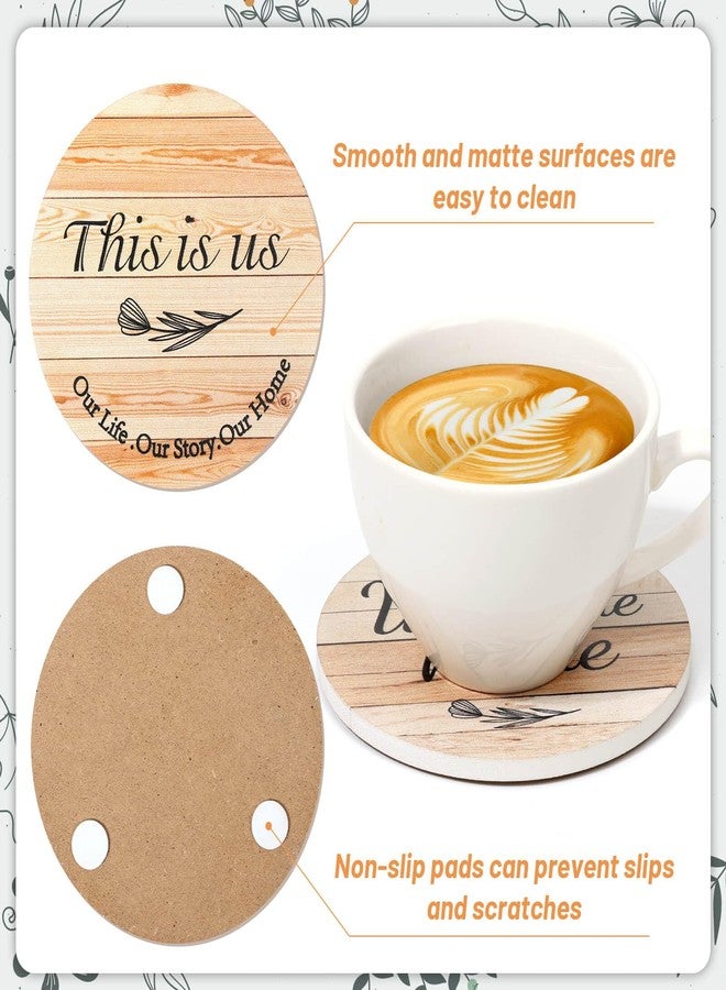 Billbotk House Warming Gifts for Home Decoration, Wood Farmhouse Coasters Set of 8, Drink Coasters for Housewarming Gifts, Coffee Table Decor, Home Decor - Image 5