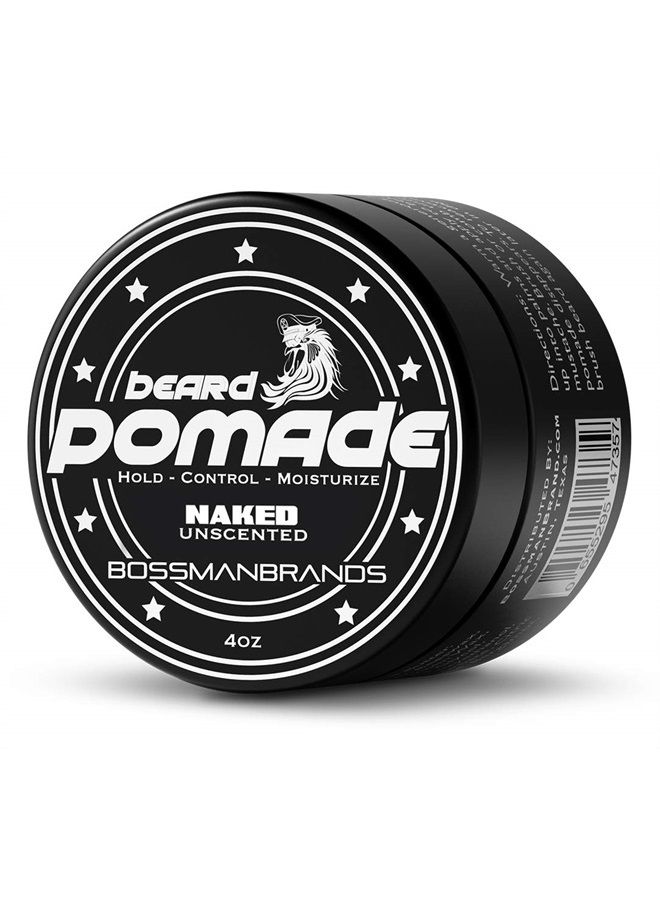 Hair & Beard Pomade - Moisturizing with Longer Hold and Control - Men's Hair, Beard and Moustache Styling Product - Made in USA (Unscented)