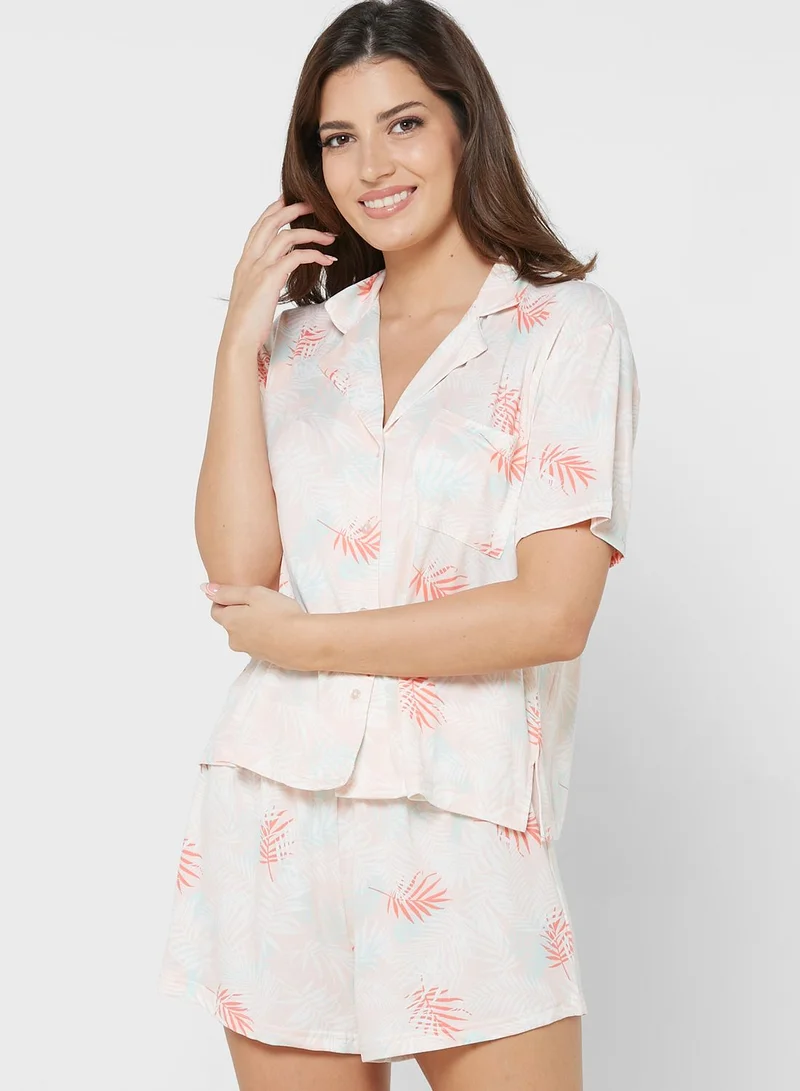 Ann Summers Pink Palm Revere Soft Pyjamas Set