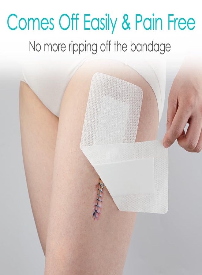 GoToHere Breathable Waterproof Adhesive Island Dressing for Knee/Hip Replacement Wound Incisions Bandages Bordered Gauze 4"X10" with 2"x8" Non Stick Pad No More Wounds Sticking Pack of 10 - Image 4