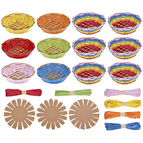 FREEBLOSS 12 Set Basket Weaving Kit Introductory Sewing for Beginners Creative Woven Bowl Suitable for Kids Arts and Crafts Projects with Video Tutorial Easter Basket Activities for Easter Eggs - Image 1