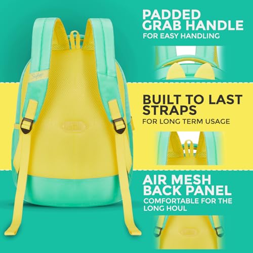 SKYBAGS DINO 02 SCHOOL BACKPACK GREEN 2 Compartments, Padded Grab Handle, Padded Shoulder strap, 1 Bottle Pocket - Image 4