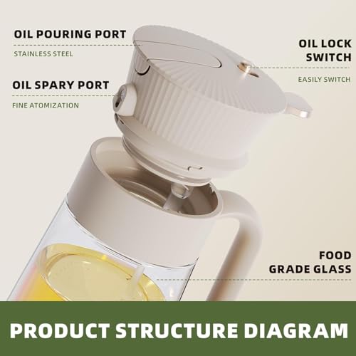 Xpandio 2 in 1 Oil Spray and Container, 580ml/20oz Olive Oil Sprayer, Glass, Dual Mode (Spray & Pour), Cooking, Air Frying - Image 3
