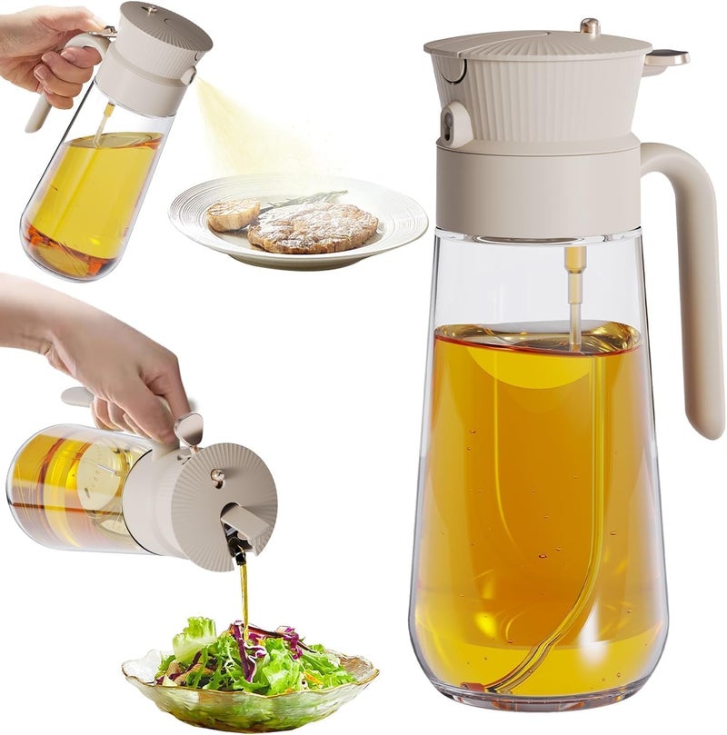 Xpandio 2 in 1 Oil Spray and Container, 580ml/20oz Olive Oil Sprayer, Glass, Dual Mode (Spray & Pour), Cooking, Air Frying - Image 1