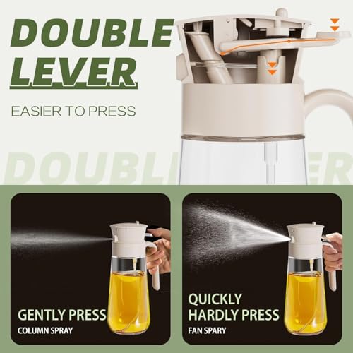 Xpandio 2 in 1 Oil Spray and Container, 580ml/20oz Olive Oil Sprayer, Glass, Dual Mode (Spray & Pour), Cooking, Air Frying - Image 2