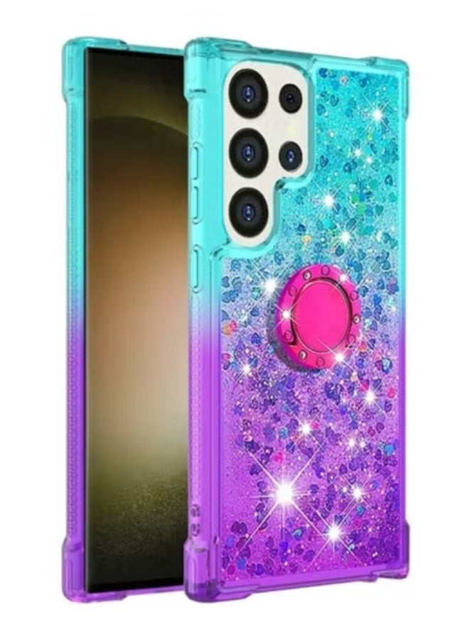 AROAQ For Samsung Galaxy S24 Ultra  Clear Case Glitter for Girls Women, Liquid Sparkle Bling Cute Case with Kickstand Gradient Quicksand Cover for Samsung Galaxy S24 Ultra - Image 2