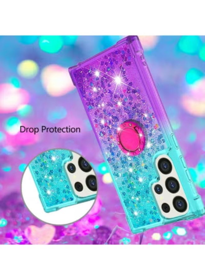 AROAQ For Samsung Galaxy S24 Ultra  Clear Case Glitter for Girls Women, Liquid Sparkle Bling Cute Case with Kickstand Gradient Quicksand Cover for Samsung Galaxy S24 Ultra - Image 5
