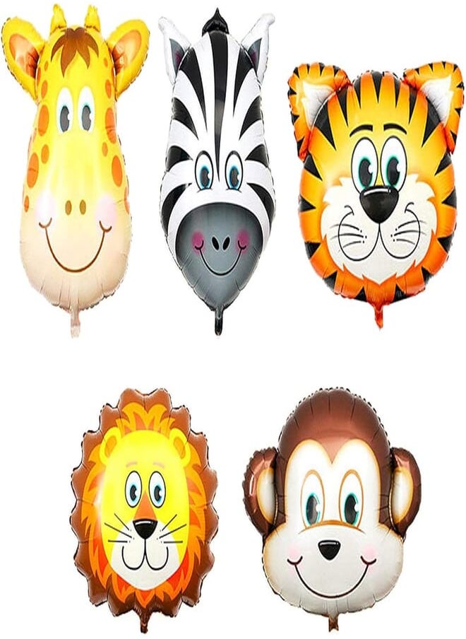 Generic - Safari Animal Foil Balloons Set, 5pcs 22 Inch Giant Tiger Lion Zebra Monkey Giraffe Foil Balloons for Boys Girls Kids Birthday Baby Shower Party Decorations Supplies of Jungle Safari Animal Theme - Image 1