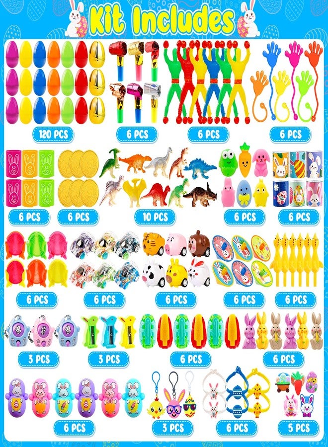 Adisher [ 6 Surprise Golden Eggs ] 120Pcs Prefilled Easter Egg with Assorted Toys, Plastic Easter Eggs Fillers for Kids, Basket Stuffers,Egg Hunt Party Favors Classroom Prizes Supplies for Boys Girls - Image 3