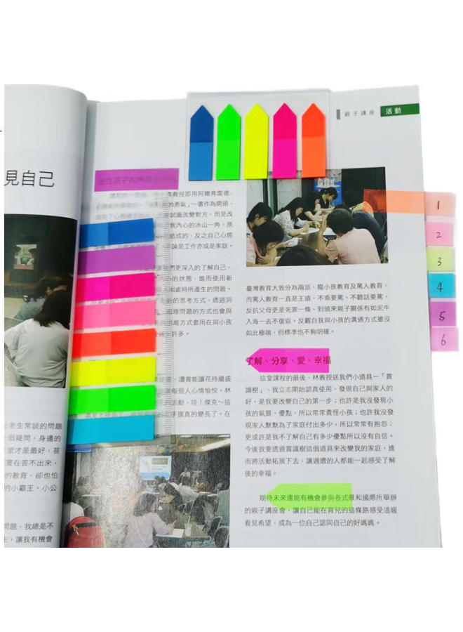 Stickn Transparent Fluorescent Indicator Label Sticker Set 45*12Mm Classification Index Sticky Notes Memo Pad 8 Bags Pack 38011Jd - Image 3