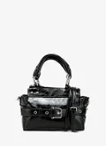 London Rag Buckle Detail Satchel Bag in Black