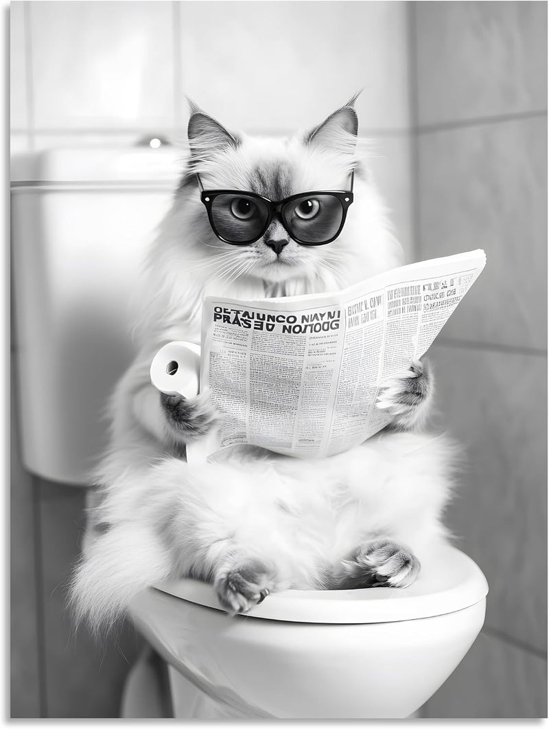 OWNANRTHM Funny Ragdoll Cat Bathroom Canvas Wall Art - Image 2