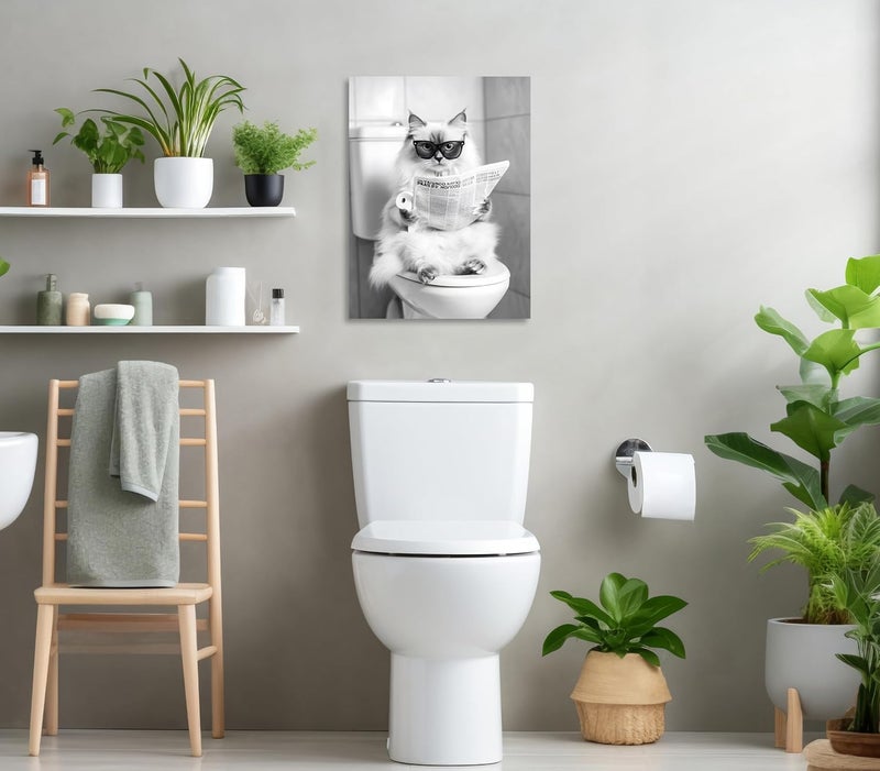 OWNANRTHM Funny Ragdoll Cat Bathroom Canvas Wall Art - Image 4