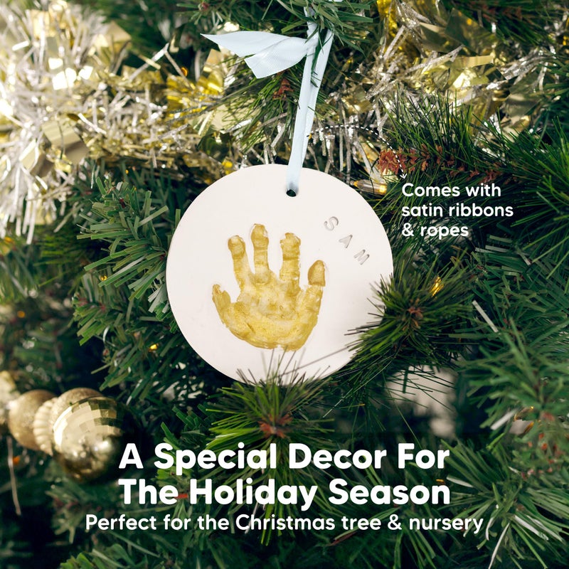 KeaBabies Baby Hand and Footprint Kit Girls, Boys - Personalized Babyâ€™s First Christmas Ornament Kit, Newborn Christmas Gifts for New Mom, Cute Shower Gifts, Easy to Use Handprint Ornaments(Gold Paint, Cherish) - Image 4