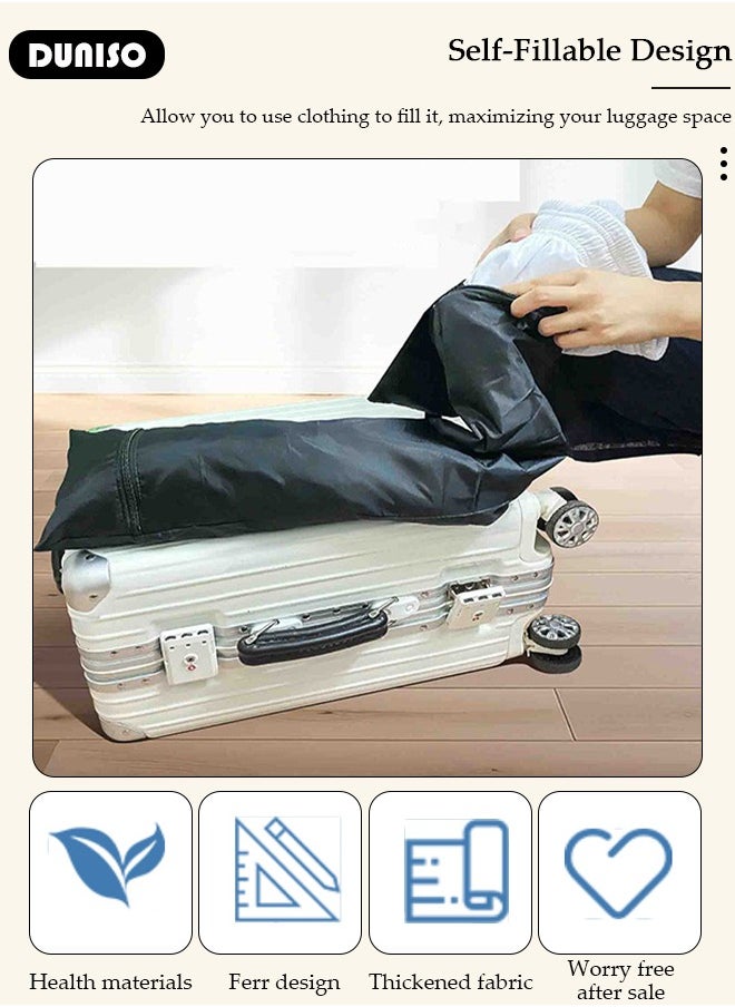 Travel Pillow Stuffable with Clothes, Transformable and Expandable Luggage Carry-On Solution, Only Travel Pillowcase, No Filler, Black Elastic Velvet