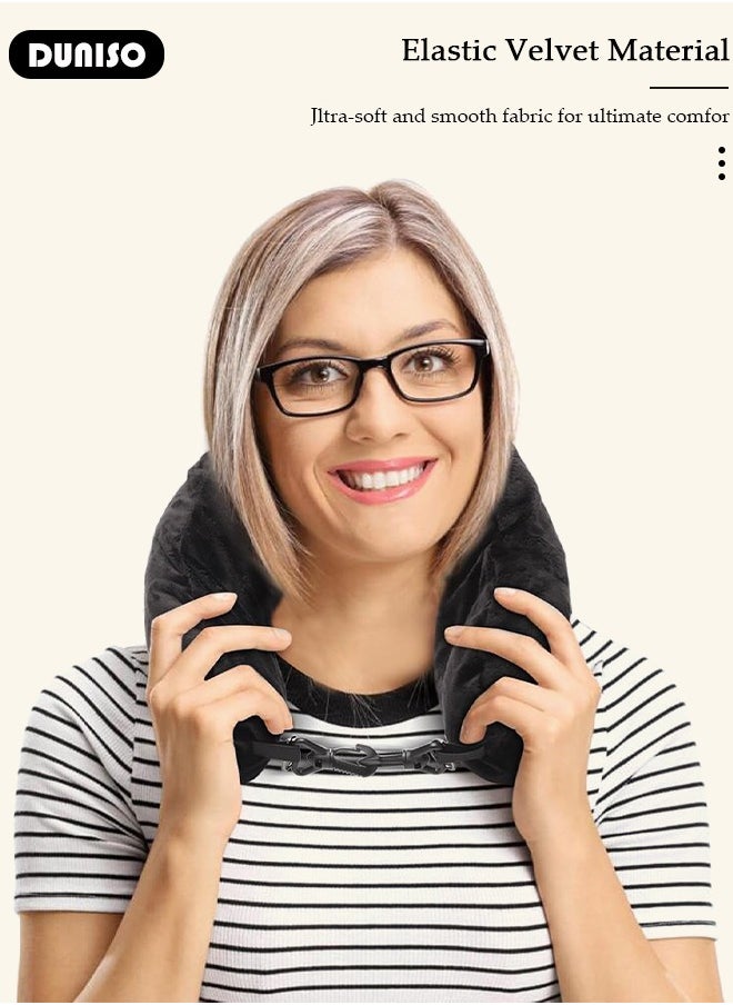 Travel Pillow Stuffable with Clothes, Transformable and Expandable Luggage Carry-On Solution, Only Travel Pillowcase, No Filler, Black Elastic Velvet