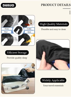 DUNISO Travel Pillow Stuffable with Clothes, Transformable and Expandable Luggage Carry-On Solution, Only Travel Pillowcase, No Filler, Black Elastic Velvet  - Image 2