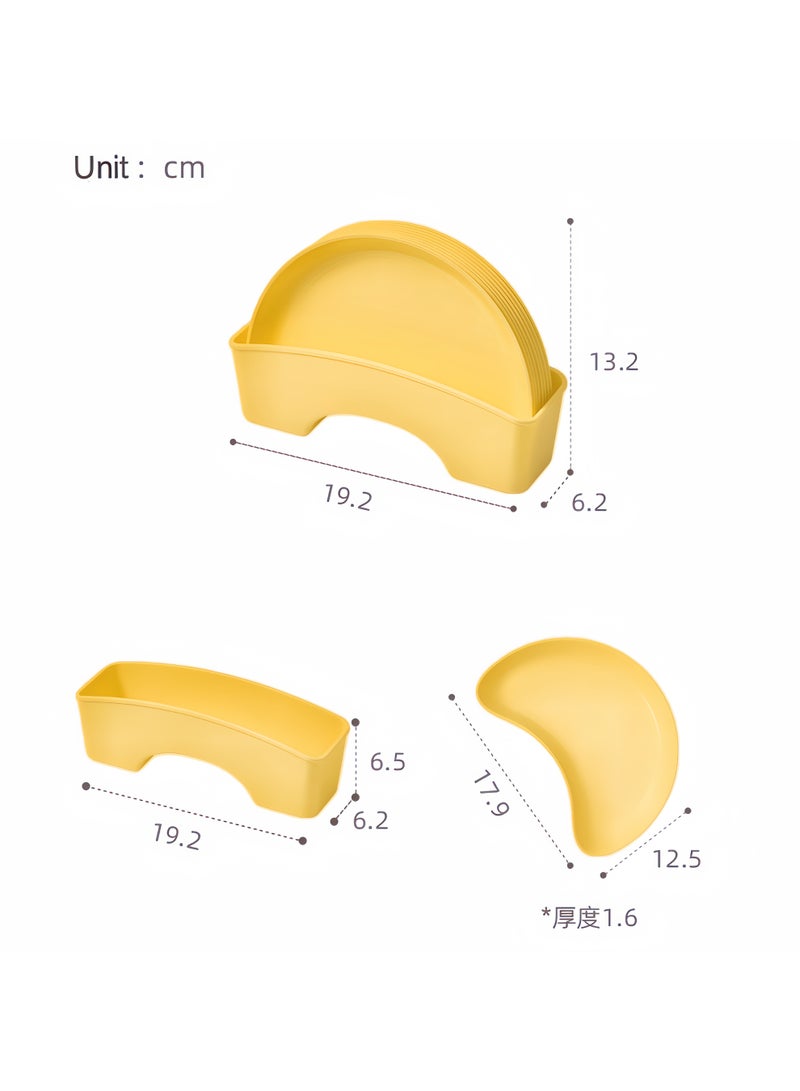 A set of four moon-shaped plates and one storage rack, a convenient bone plate set for family use and gatherings with friends  - Image 5