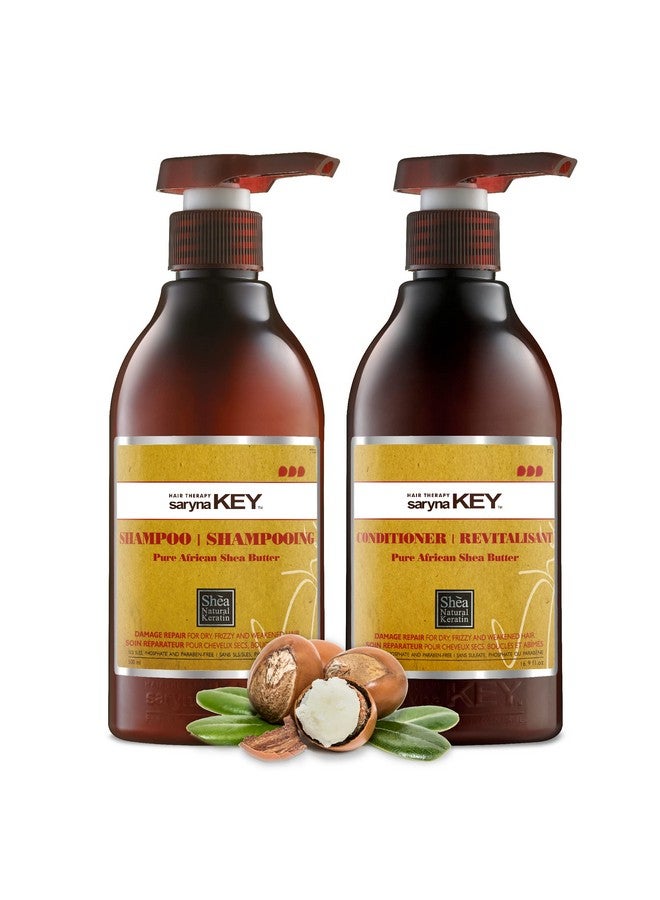 Saryna Key Damage Repair Treatment Shampoo and Conditioner Set with Pure African Shea Butter Hair Conditioner for Dry frizzy Damaged Hair - Moisturizing Hydrating Shampoo for Women, Men (500ml/16.9) - Image 1