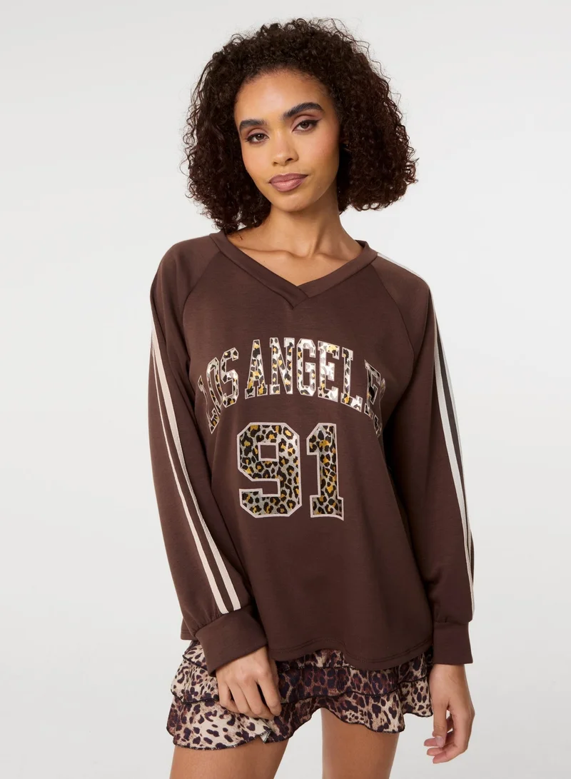 Metallic Leopard Long Sleeve Sports Jersey