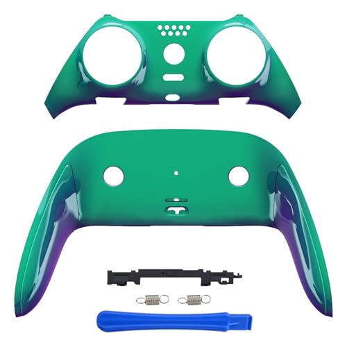 eXtremeRate Top Bottom Decorative Trim Shell Compatible with p s 5 Edge Controller Replacement Front Back Clip Shell Custom Chameleon Green Purple Plates Cover Compatible with p s 5 Edge Controller - Image 1