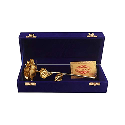 Lavanaya Silver- Certified Gold Plated Rose Gift Box (30X10X8 cm,Gold, Blue Velvet Box)… - Image 2
