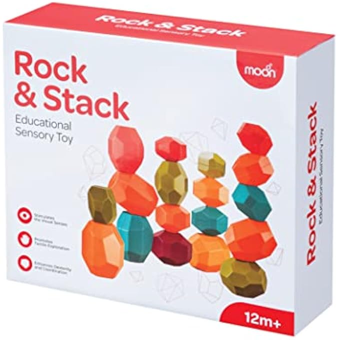 ROCK AND STACK BALANCING EDUCATIONAL SENSORY VIBRANT TOY BLOCKS FOR 12M+ TODDLERS LEARNING, COLOR AND SHAPE RECOGNITION STOCKING STUFFERS FOR KIDS 12PCS. - Image 5