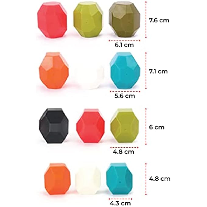 ROCK AND STACK BALANCING EDUCATIONAL SENSORY VIBRANT TOY BLOCKS FOR 12M+ TODDLERS LEARNING, COLOR AND SHAPE RECOGNITION STOCKING STUFFERS FOR KIDS 12PCS. - Image 4