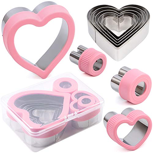 BakingWorld Heart Cookie Cutter Set,9 Piece Heart Shapes Stainless Steel Cookie Cutters Mold for Cakes Biscuits and Sandwiches,0.98"/1.45"/1.57"/1.96"/2.04"/2.32"/2.75"/3.18"/3.74" Assorted Sizes - Image 1