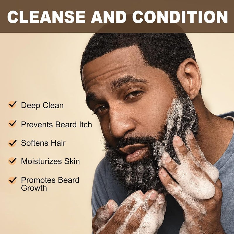 JVR Beard Wash and Beard Conditioner for Men, Beard Shampoo Cleanse and Reduces Frizz, Soften & Strengthens, Organic with Coconut, Aloe, Provides Shine for Dry & Coarse Beards, Beard Care (6.7oz) - Image 2