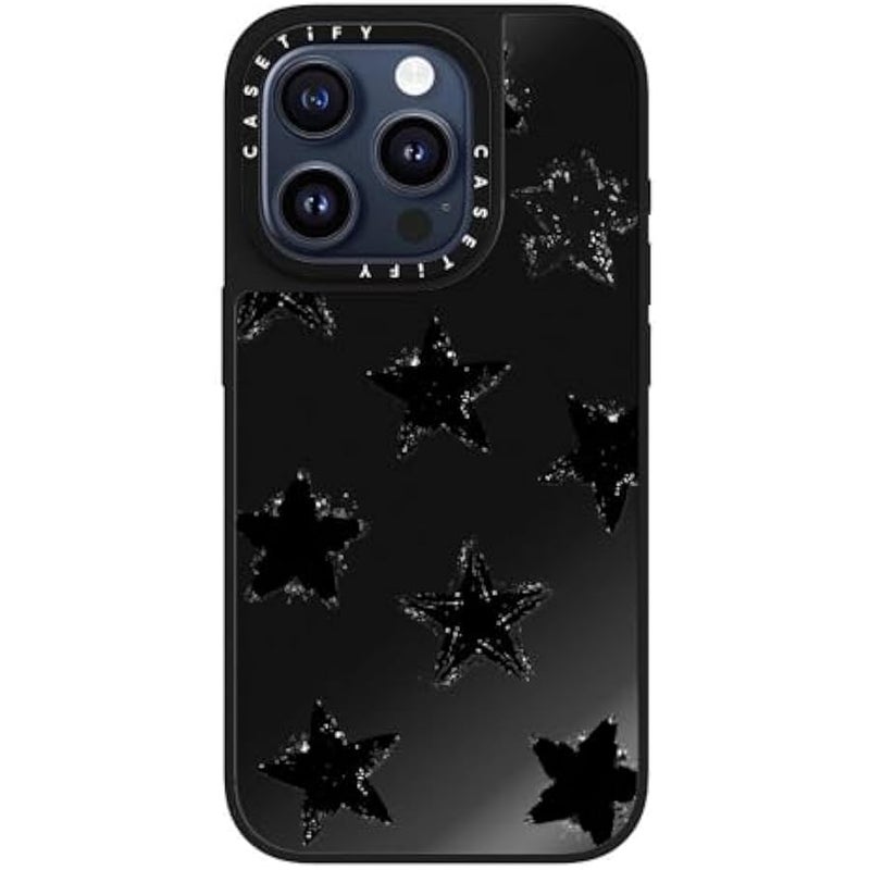 Casetify Mirror iPhone 15 Pro Max Case 【Reflective / 4.9 ft. Drop Protection/Compatible with Magsafe】 - Star Marks - Black On Black - Image 2