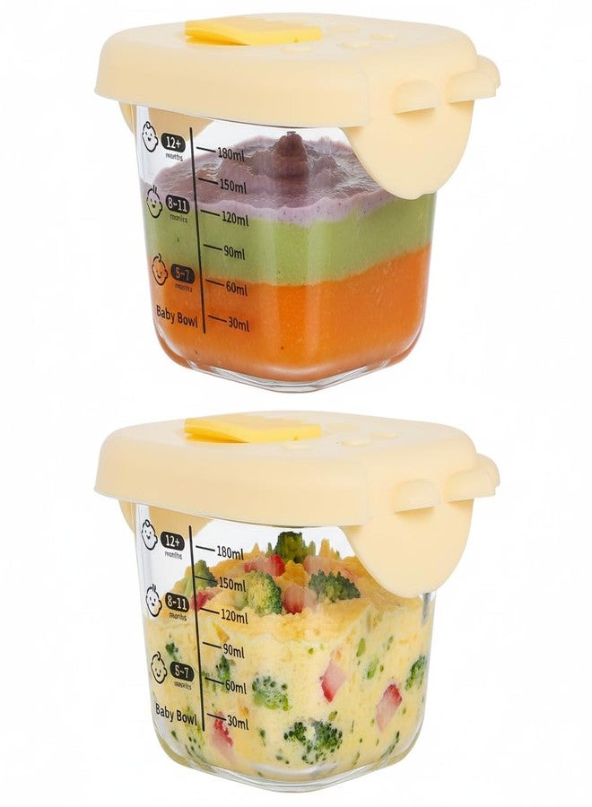 SUPVOX 2Pcs Food Storage Containers: 6 oz Food and Snack Storage Jars with Sealing Lids - Leakproof Squared Pourage Bowls Microwave & Freezer Safe - Image 1