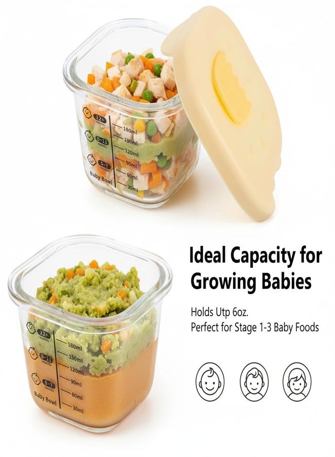SUPVOX 2Pcs Food Storage Containers: 6 oz Food and Snack Storage Jars with Sealing Lids - Leakproof Squared Pourage Bowls Microwave & Freezer Safe - Image 2