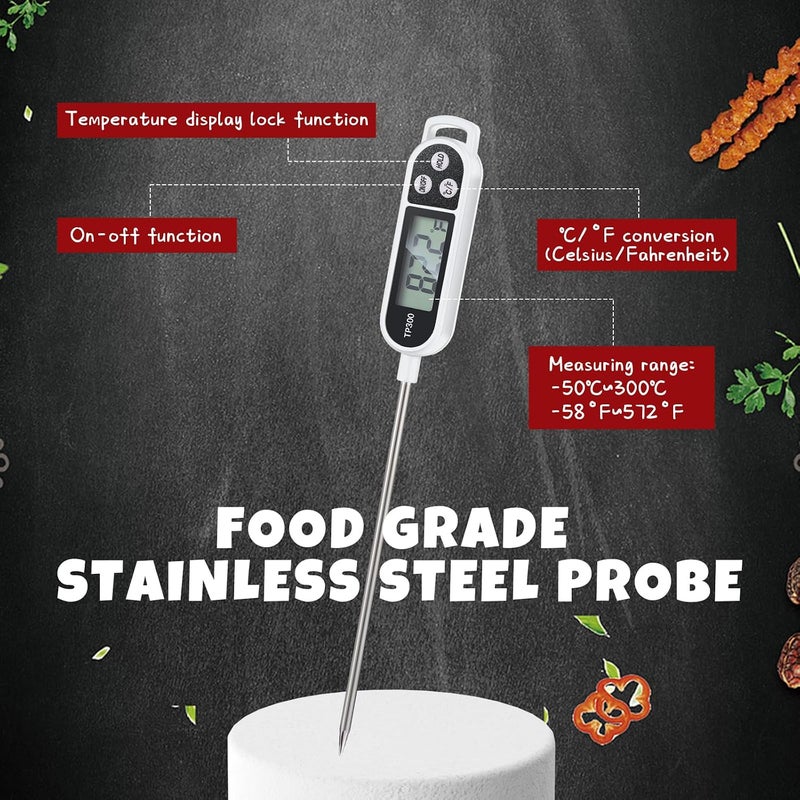 Copkim 6 Pcs Meat Thermometer Food Thermometer with Probe Water Liquid Instant Read Digital Thermometer Cooking Thermometer Supplies BBQ Kitchen Thermometer for Cooking Milk Yogurt (White) - Image 3