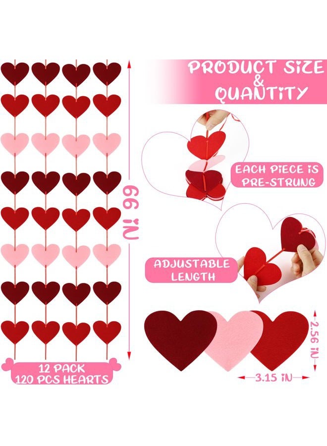 Heartome 12 PCS Valentines Banner, Hanging Valentines Decor, Pre-Assemble Heart Banner Galentines Day Decorations for Holiday Classroom School Home Backdrop Decor（Red, Pink, Burgundy） - Image 2