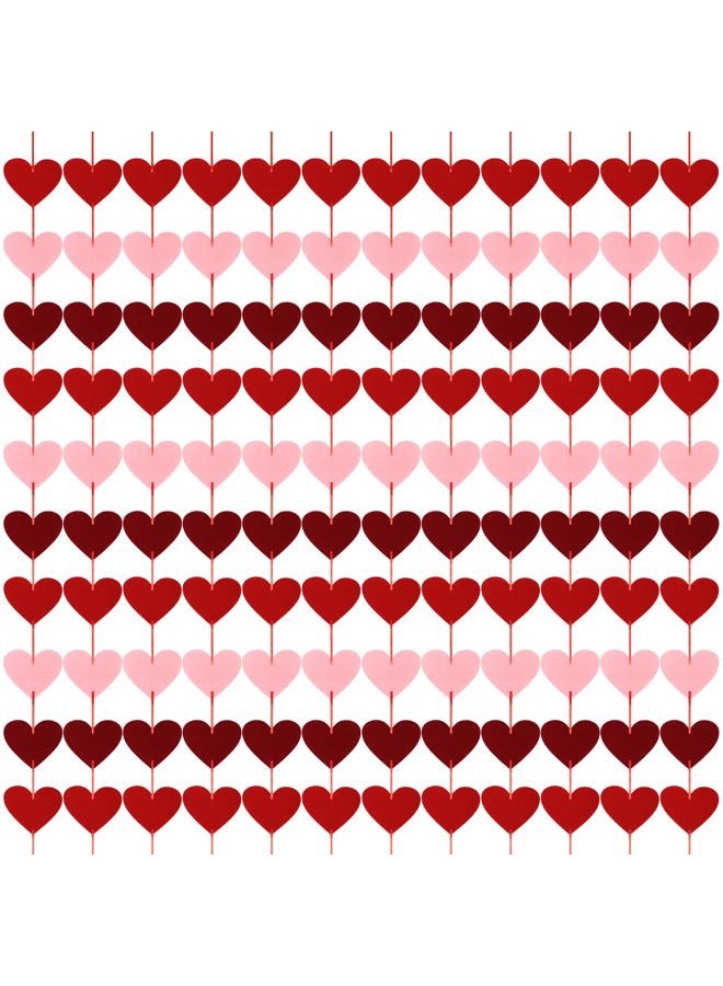 Heartome 12 PCS Valentines Banner, Hanging Valentines Decor, Pre-Assemble Heart Banner Galentines Day Decorations for Holiday Classroom School Home Backdrop Decor（Red, Pink, Burgundy） - Image 1