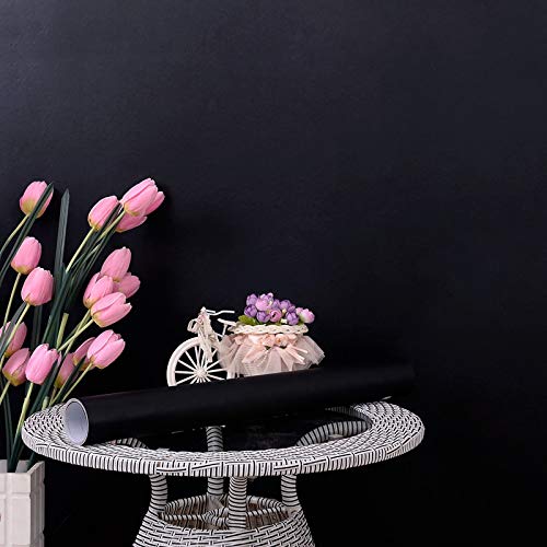 Wolpin Black Solid Colour Self Adhesive Wallpaper (45 x 300 CM, Black) | DIY Home Renovation Sheet for Furniture Cabinets Kitchen Cupboard Gift Wrapping | Waterproof Peel & Stick PVC Decorative Film - Image 5