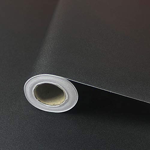 Wolpin Black Solid Colour Self Adhesive Wallpaper (45 x 300 CM, Black) | DIY Home Renovation Sheet for Furniture Cabinets Kitchen Cupboard Gift Wrapping | Waterproof Peel & Stick PVC Decorative Film - Image 1
